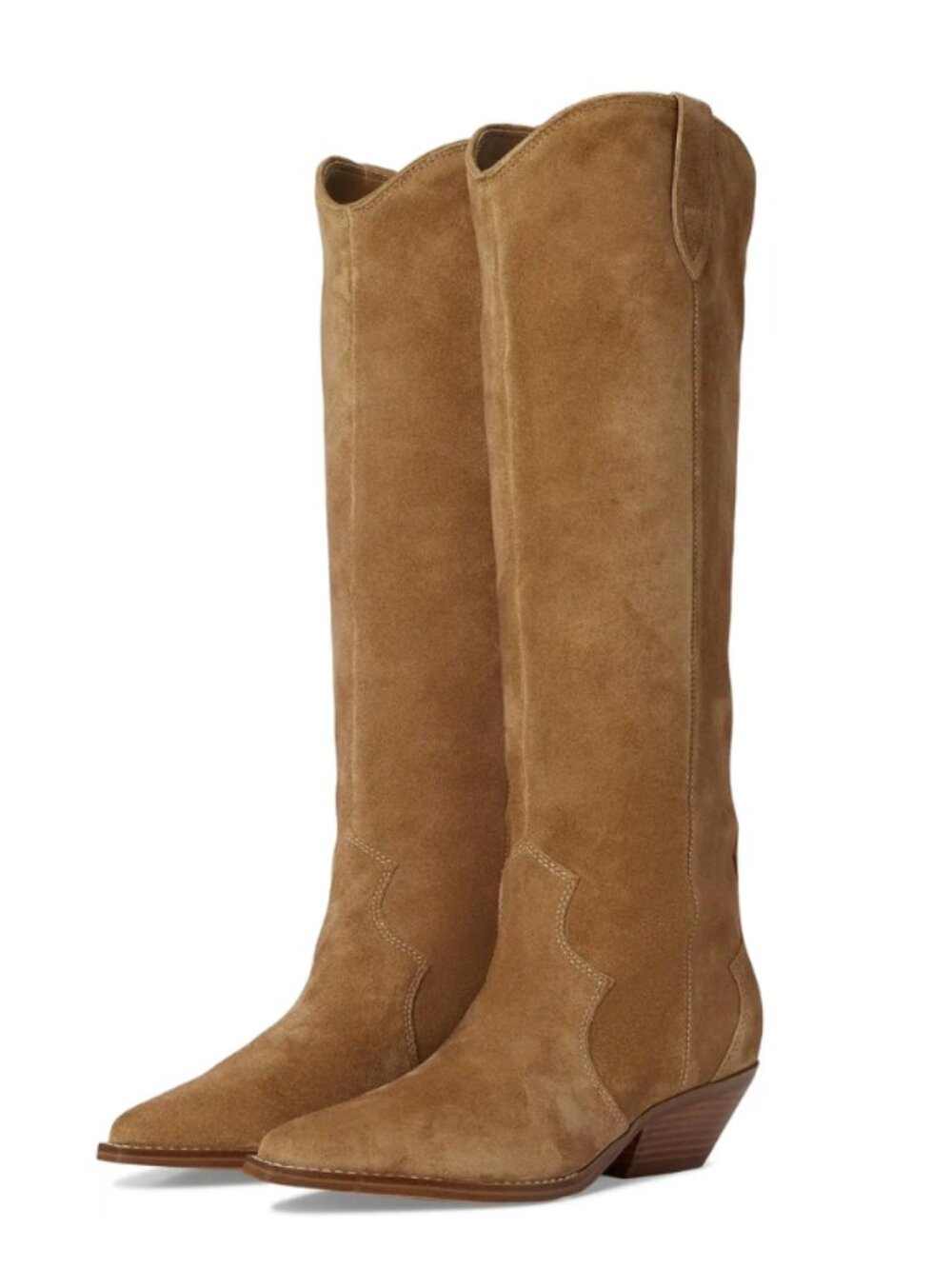 Marc Fisher Ander Leather Western Boot in Medium Natural Suede